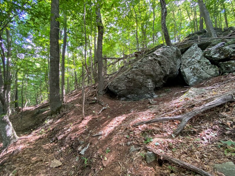 Rocky cave on the trail