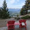Those two Parks Canada Adirondack Chairs at the top of Tunnel Mountain.