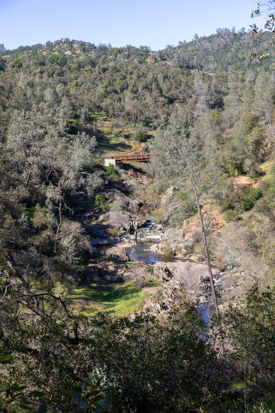 Raccoon Creek and the Canyon View Bridge from South Legacy Way.