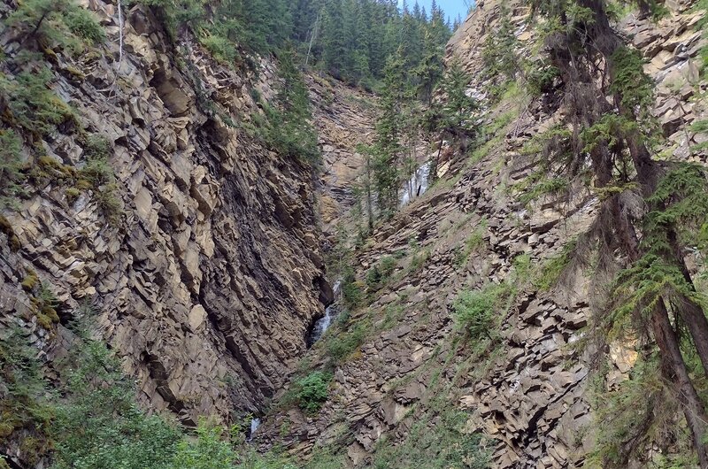 Eaton Falls is in a crack in the cliff face.