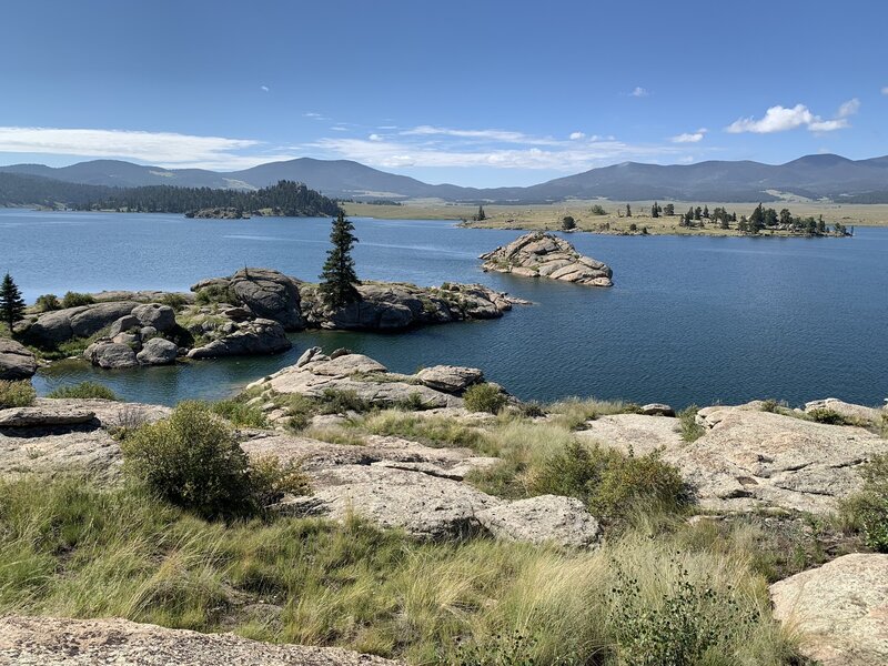 A view toward ElevenMile Reservoir from the trail.