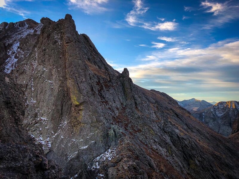 View looking south near Broken Hand Pass on the way up Crestone Needle.