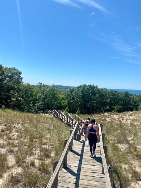 My team finishing up the trail on the stairs.