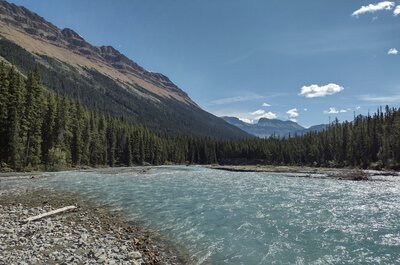 Castleguard River looking downstream/southeast towards the Alexander River about 3.5 miles away.