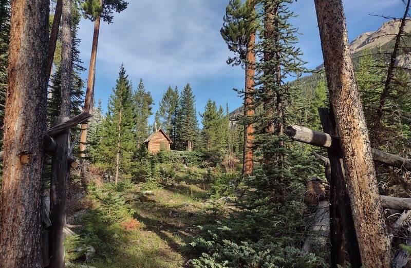 Approaching the remote Castleguard River Patrol Cabin on a pretty August morning.