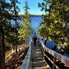 The stairs to the lake shore at the end of the trail.