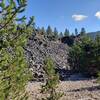 The trail parallels a large lava flow.