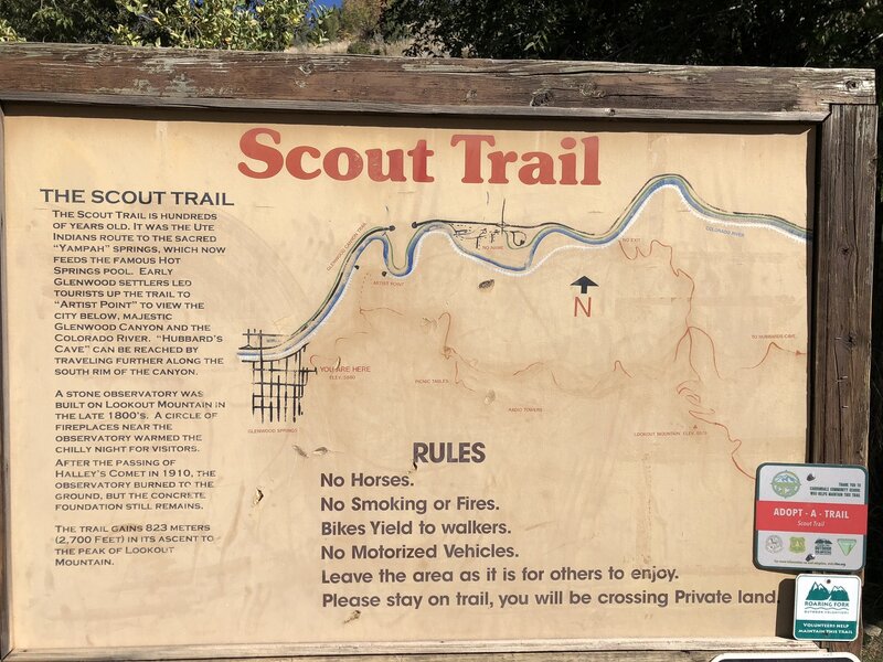 Trailhead sign including the history of the trail dating to indigenous peoples.