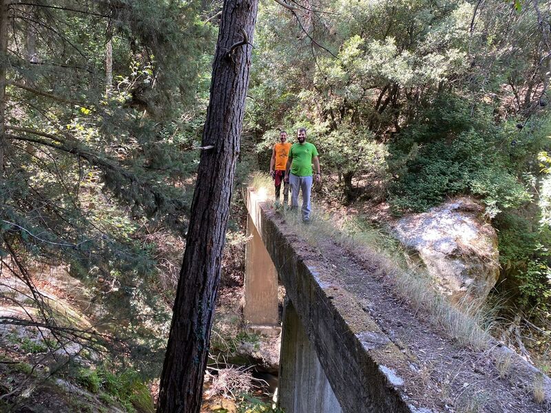 Crossing the bridge.