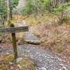 Trail sign off Rainbow Falls trail to the Rocky Spur Overlook.