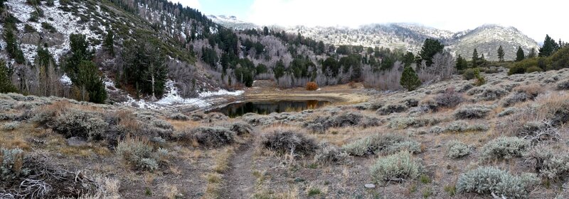 8,325' elevation; Panorama of Church's Pond. This is a popular overnight destination for campers.