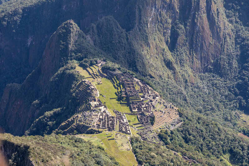 Close-up of Machu Picchu from Machu Picchu Mountain.