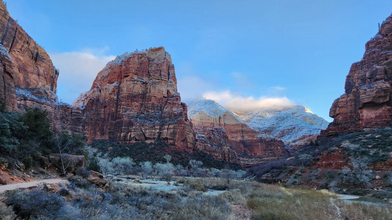View of Angels Landing from near the trailhead.