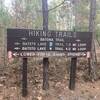 Hiking trails wood direction sign.