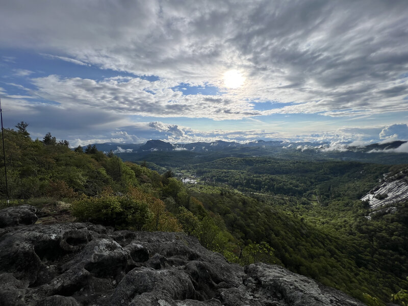 View from top of Chimney Top over Cashiers Valley.