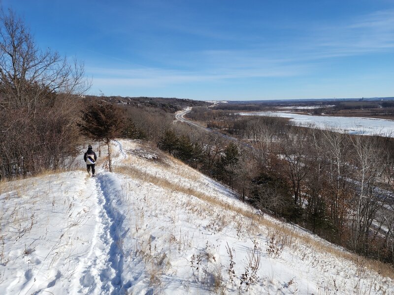 Looking east along the bluff toward Bloomington.