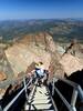 Climbing the stairs to the Sierra Buttes fire lookout.