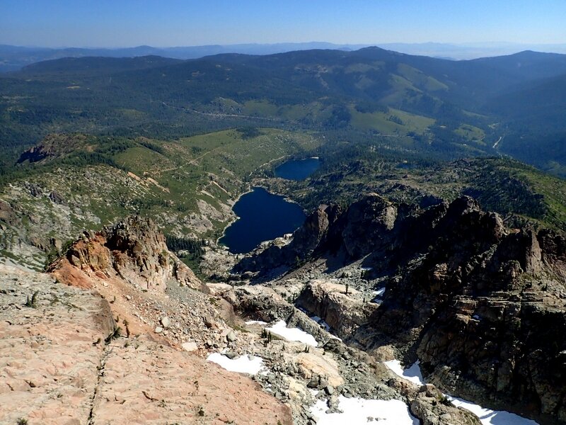 Upper and Lower Sardine Lakes from the lookout.