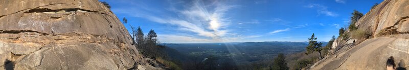 A panorama from the bottom of the rock face.