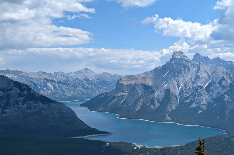 Lake Minnewanka and Two Jack Lake from the trail's end.