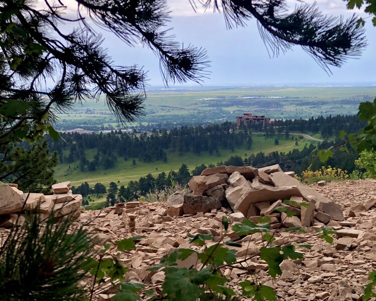 View of NCAR from up on the Mesa Trail near Kohler branch.