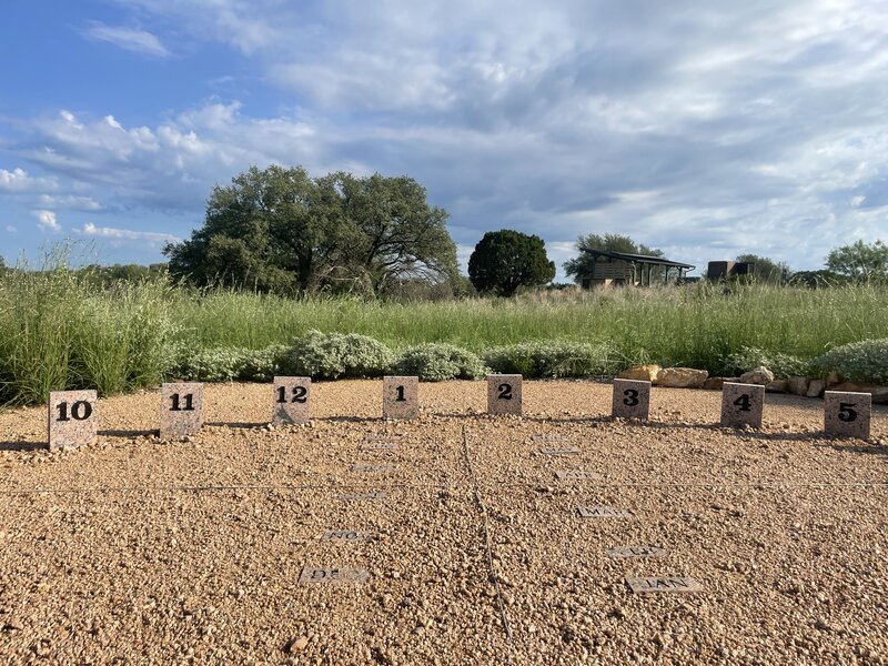 The analemmatic sundial built by the local Boy Scout troop.