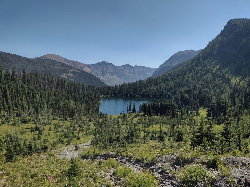 Lower Twin Lake, a high mountain lake in Waterton Lakes National Park.