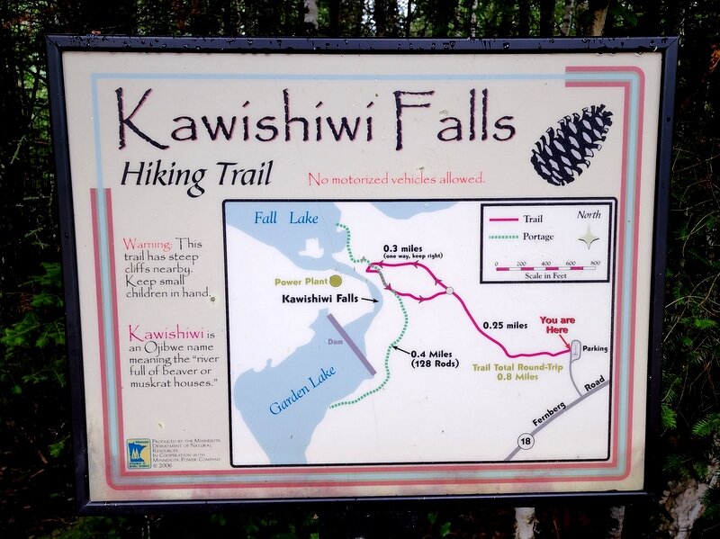 Map at the start of the trail to the falls