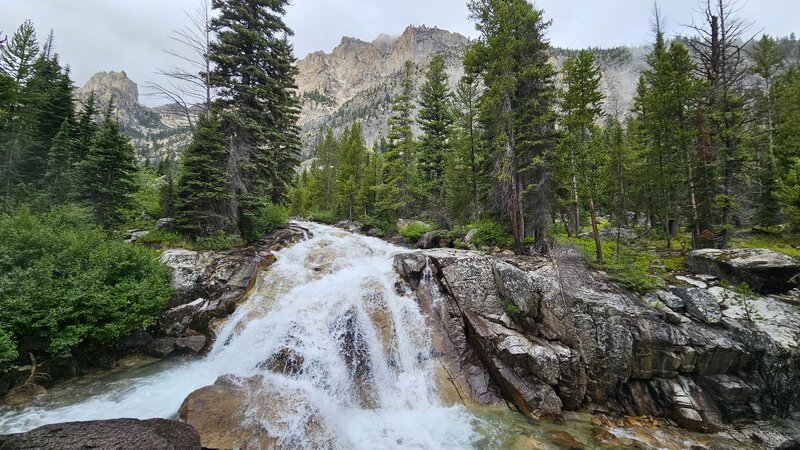 Continue up the trail past Lily Pond to Redfish Lake Creek Falls.