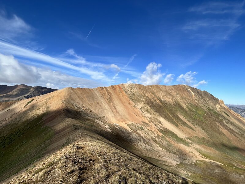 Looking back on the ridge you've just crossed.