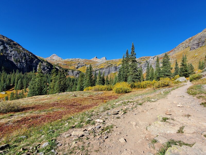 Early glimpses of the high peaks from the Ice Lake Trail.