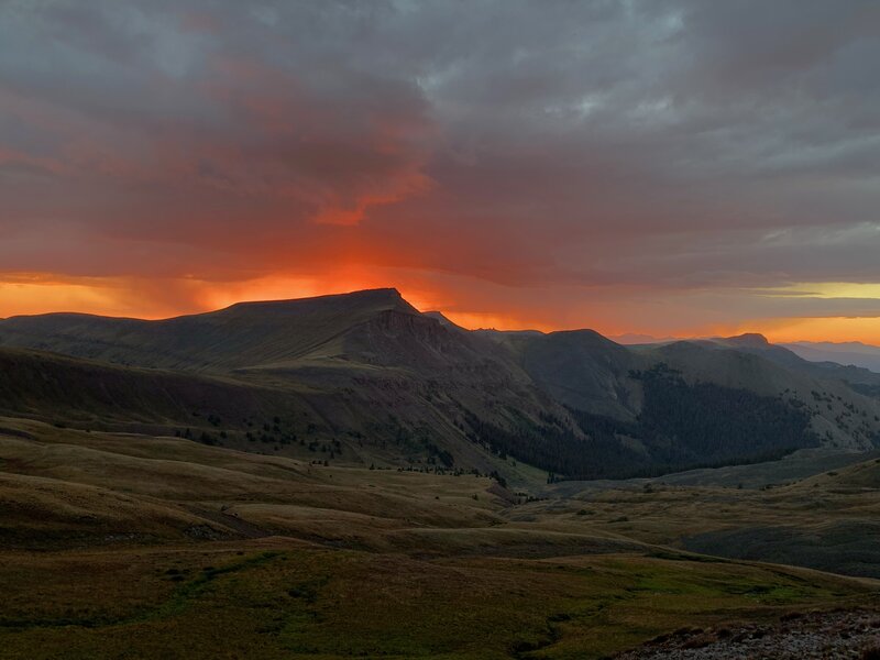 Fiery sunrise from the Uncompahgre Trail.