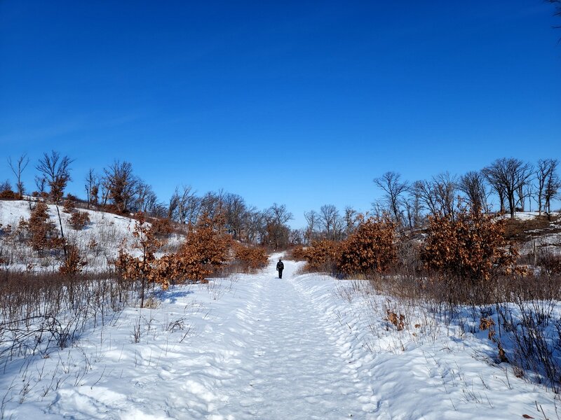 Starting out on the Blue Hill Trail in winter.