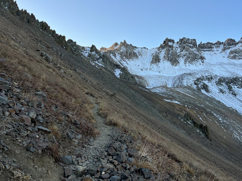 Ascending the switchbacks towards the ridge.