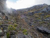 The steep and loose gully just below the summit of Ballard.