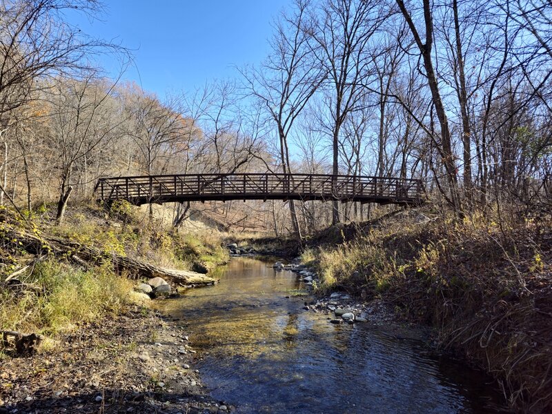 The bridge over Seven Mile Creek where Trail 8 turns the corner.