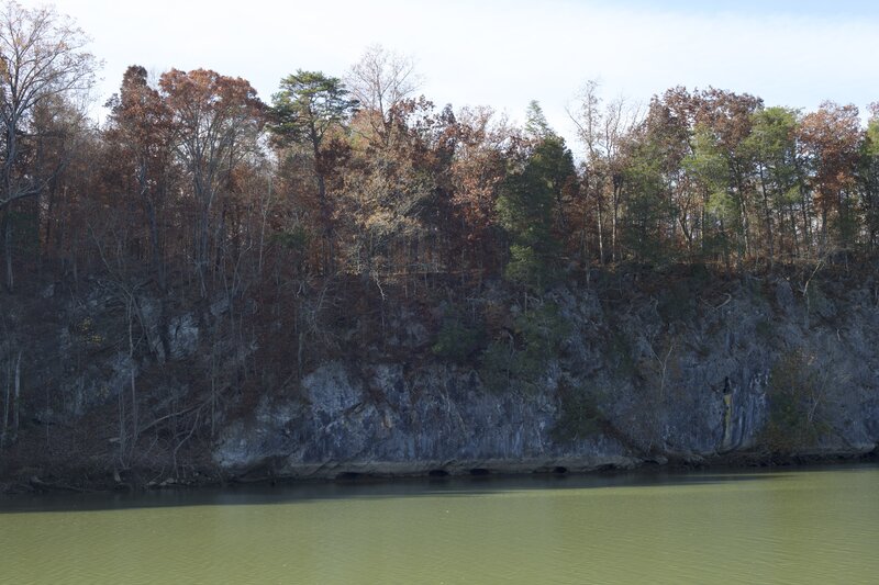 Cliffs along the French Broad River can be enjoyed from the trail.