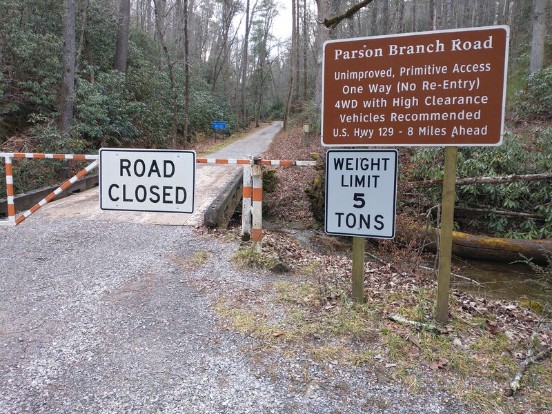 Start of Parsons Branch Rd. and the end of Forge Creek Rd.