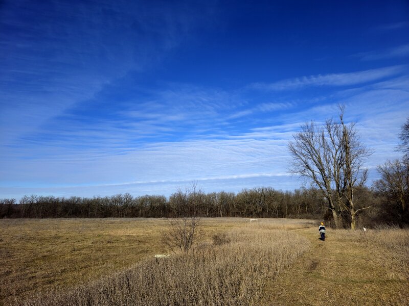 Going north along pasture land toward the trailhead.