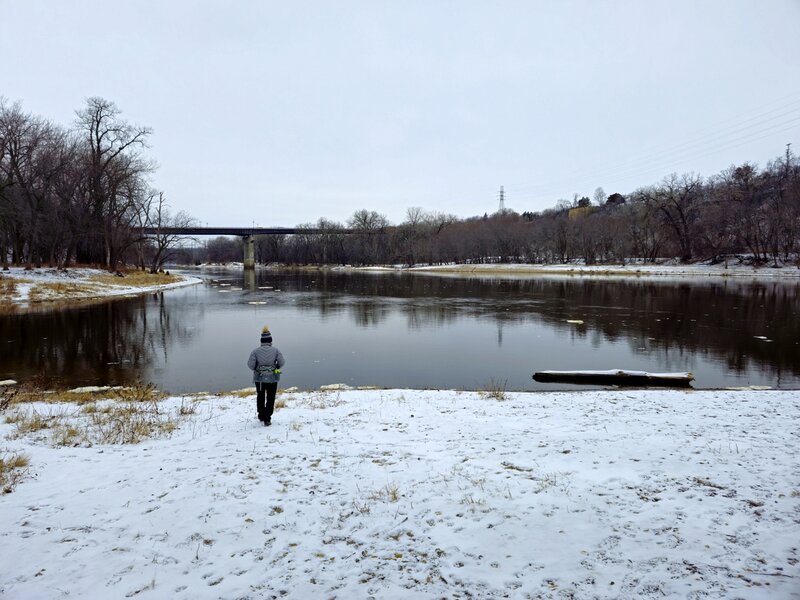 Mississippi River at Pike Island in winter.