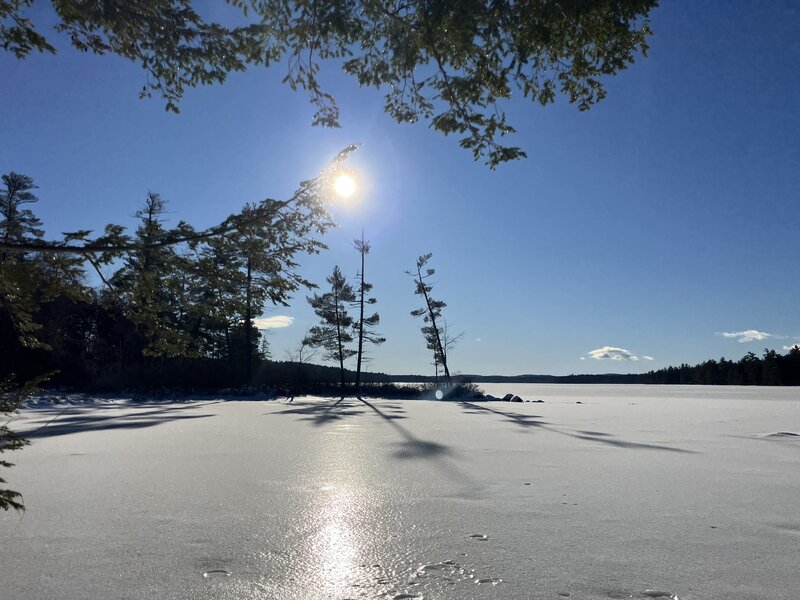 Sun over the frozen Highland Lake.