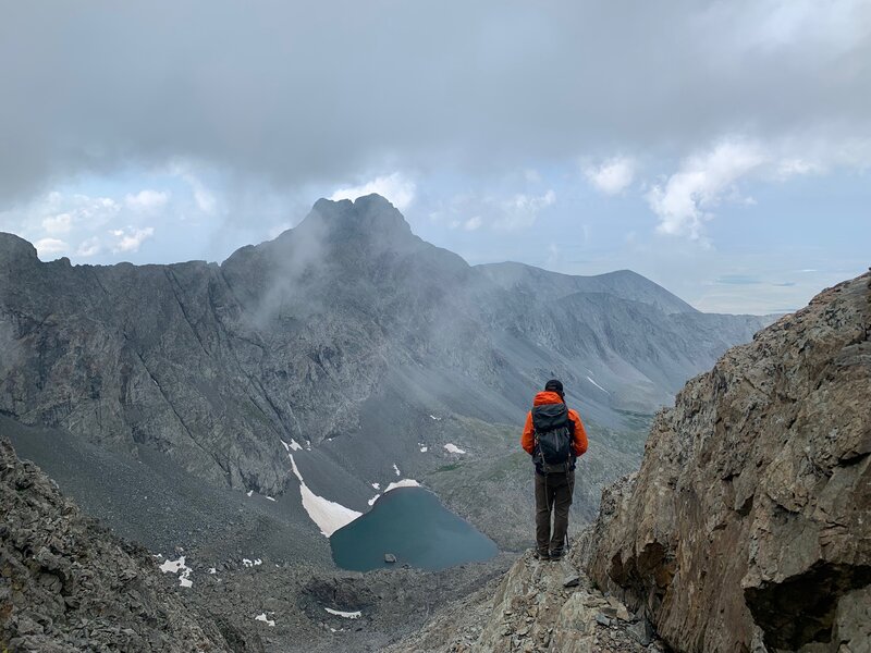 Looking down on the lake below.