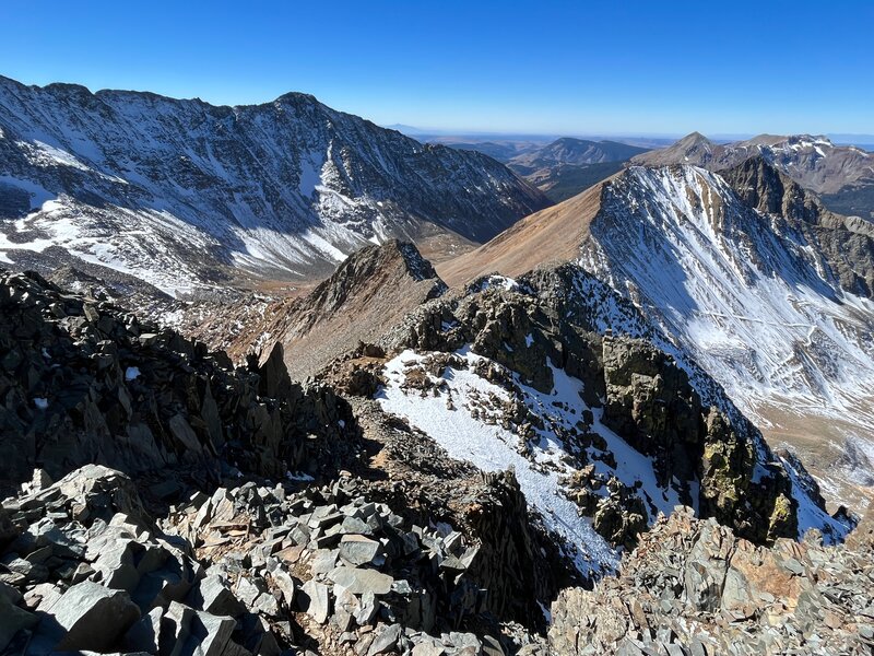 Looking back on the ridge you've ascended.