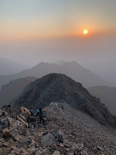 On the ridge for a smoky sunrise.