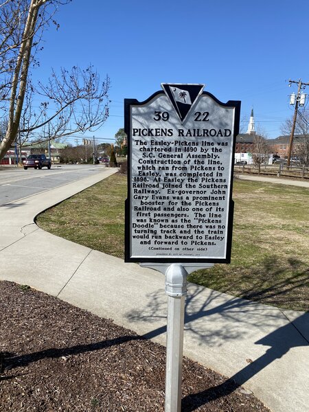 Historical marker at the Pickens end.