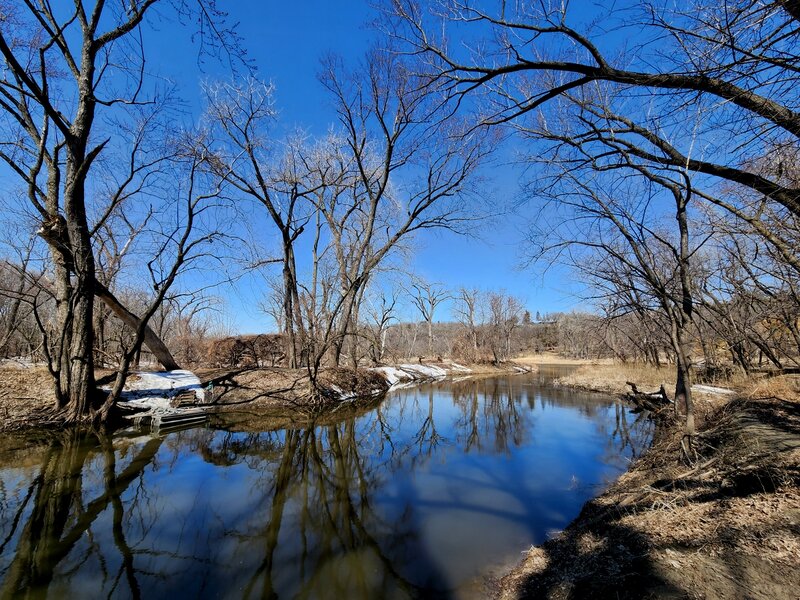 The rope ferry across Nine Mile Creek where it enters the Minnesota River.