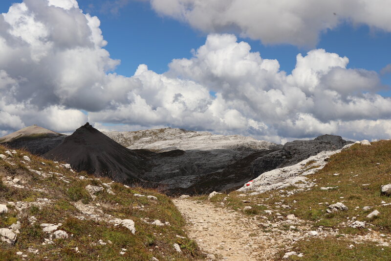 View of the Gardenacia Plateau on the way from Mt. Sassongher.