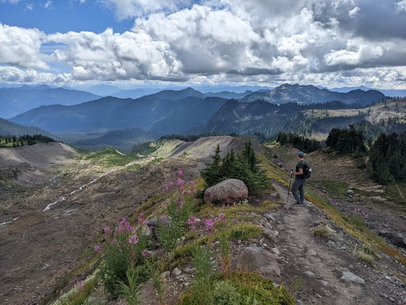 A hiker on Railroad Grade Trail.