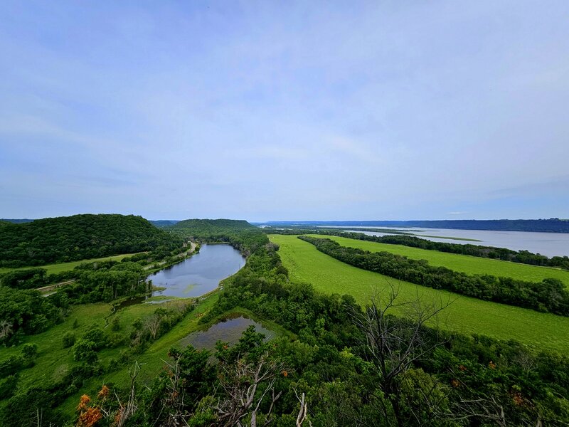 View of Grotes Pond (L) and Lake Pepin (R) from the western edge of the bluff.