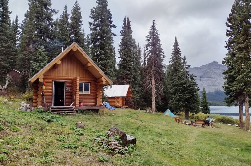 Kakwa Cabin on the south shore of Kakwa Lake.